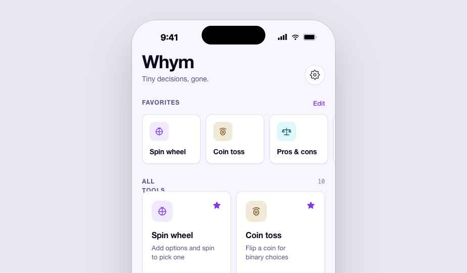 Whym home screen